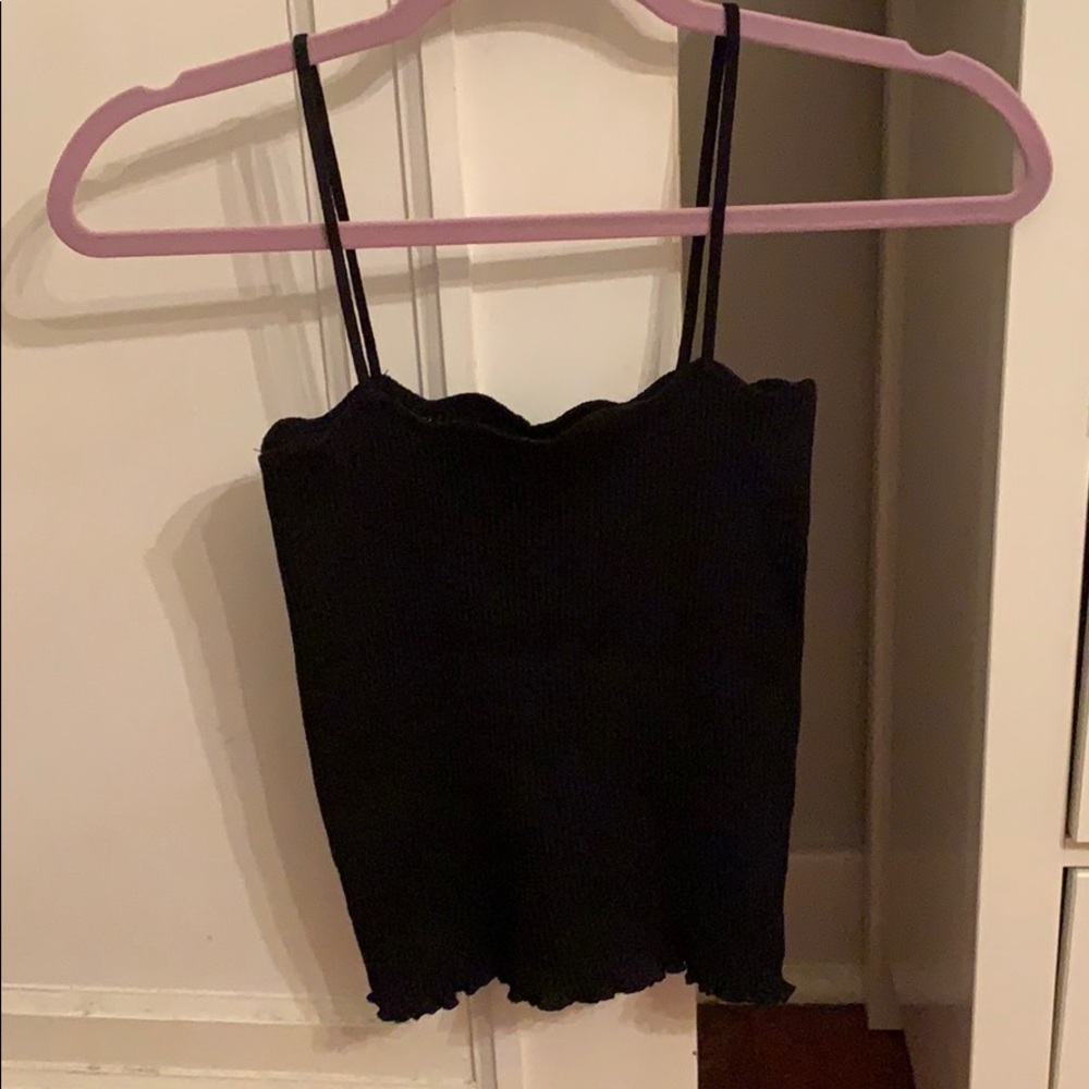 Black scalloped tank top